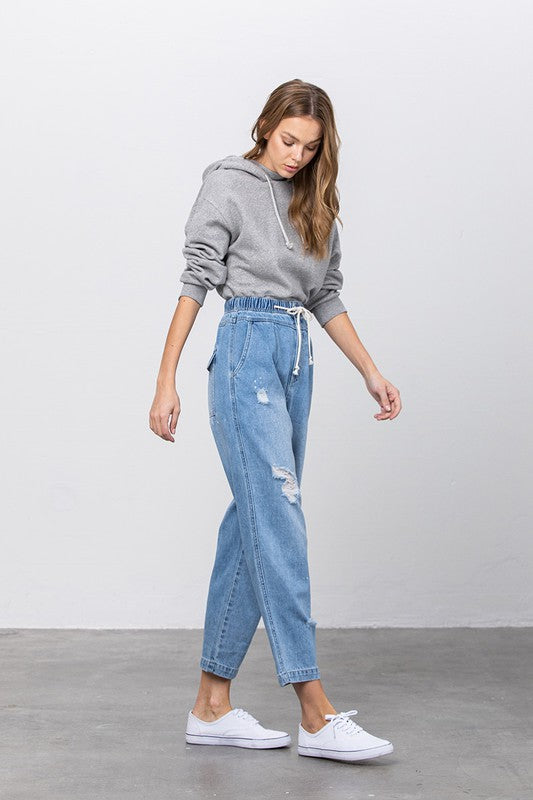 Super High Waist Ripped Slouch Jeans