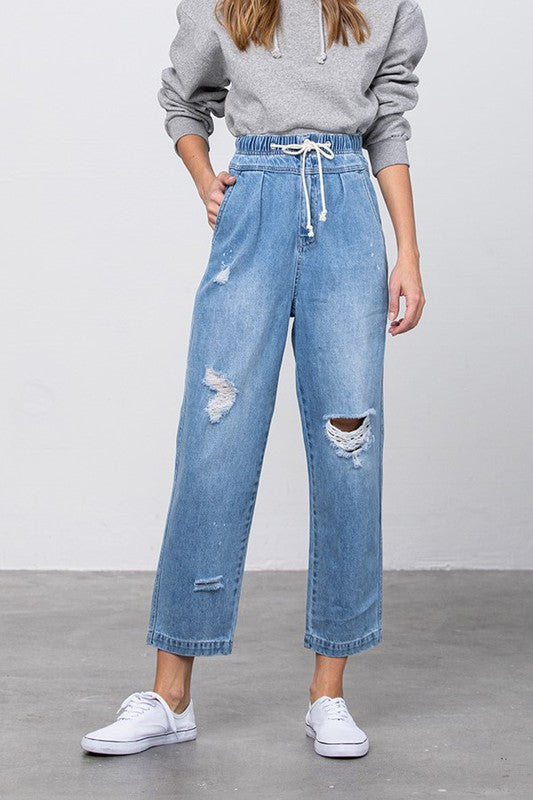 Super High Waist Ripped Slouch Jeans