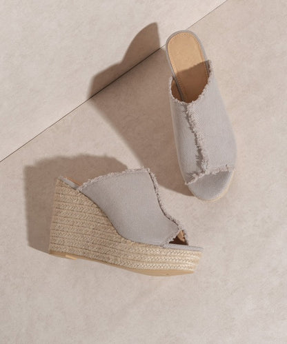 BLISS Distressed Linen Platform Wedge