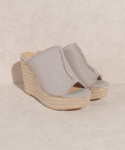 BLISS Distressed Linen Platform Wedge