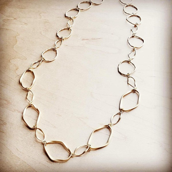 Matte Gold Long Hoop Necklace