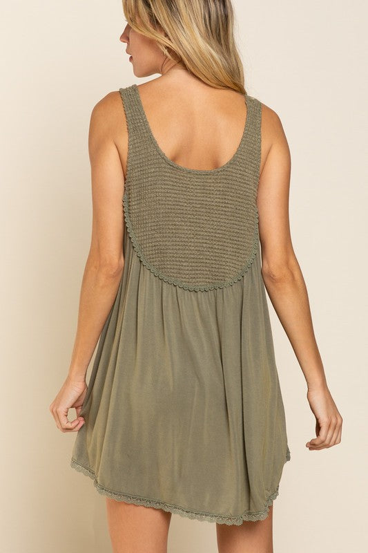 POL Thermal Knit Panel Tank Top