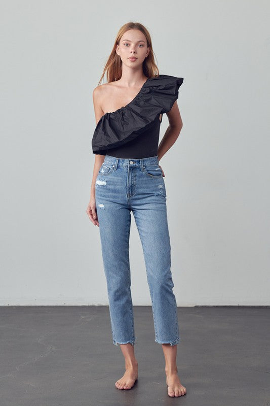 High-Rise Girlfriend Jeans