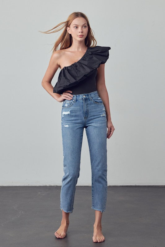 High-Rise Girlfriend Jeans