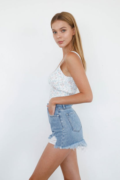 High Rise Denim Shorts