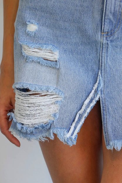 Mid Rise Denim Mini Skirt