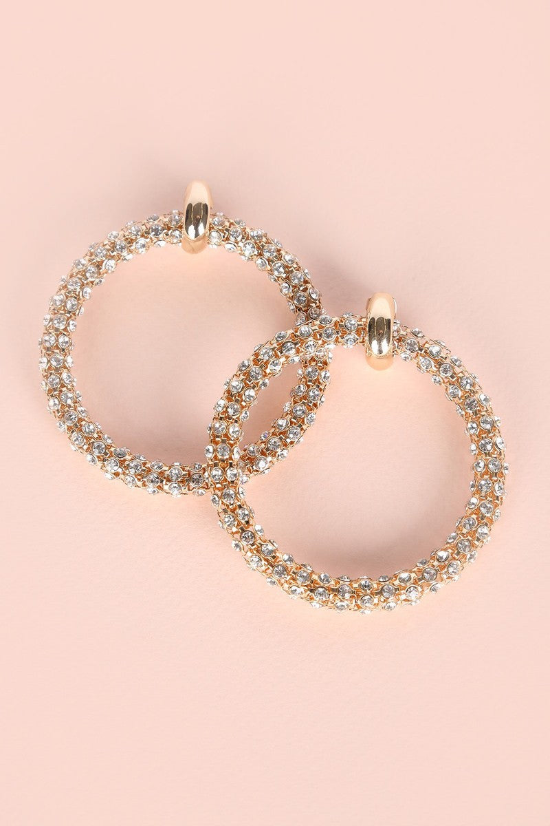 Bold Rhinestone Faceted Hoop Earrings