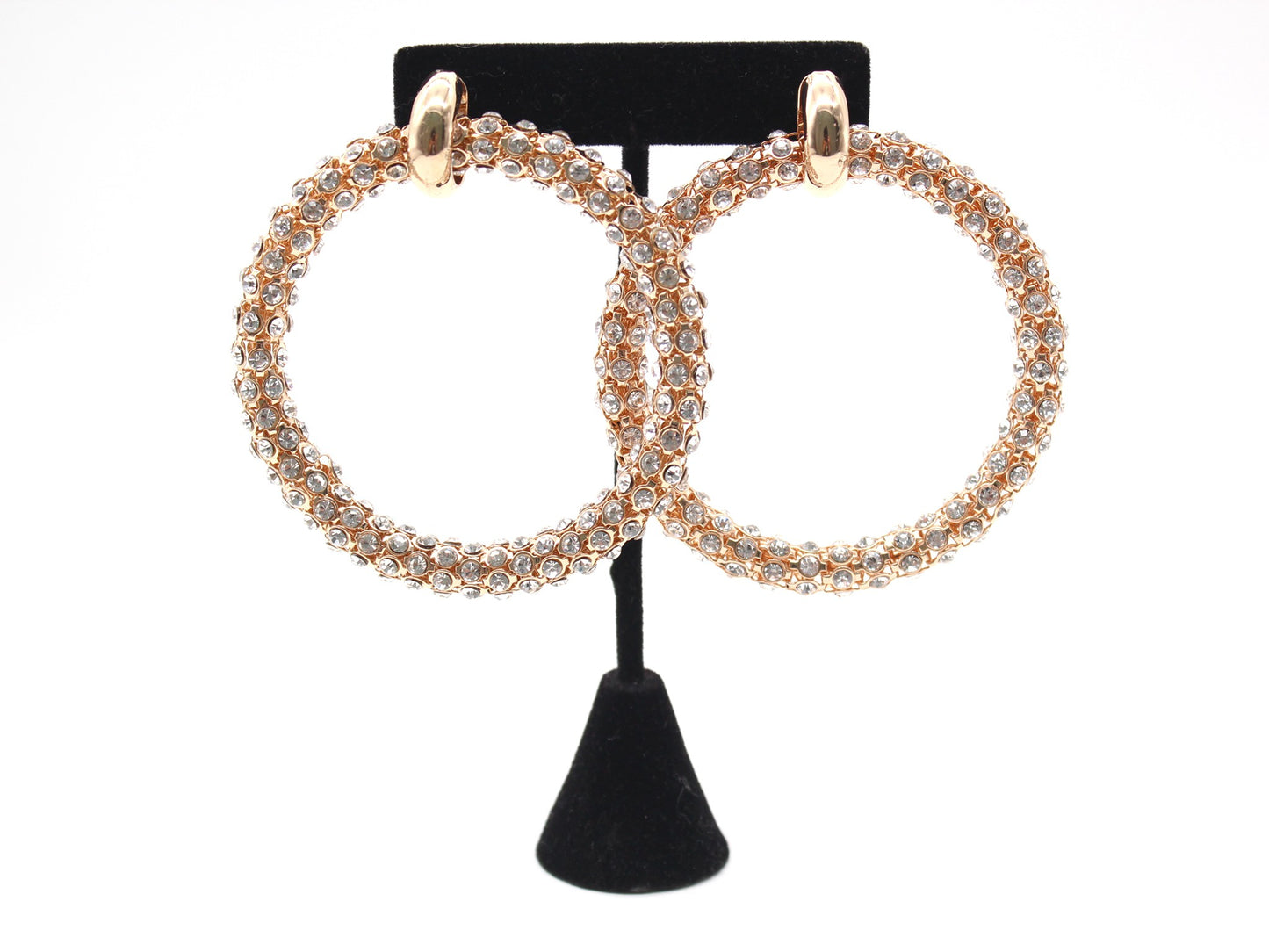 Bold Rhinestone Faceted Hoop Earrings