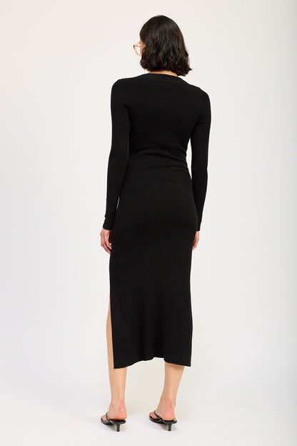 Square Neck Midi Dress with Slit