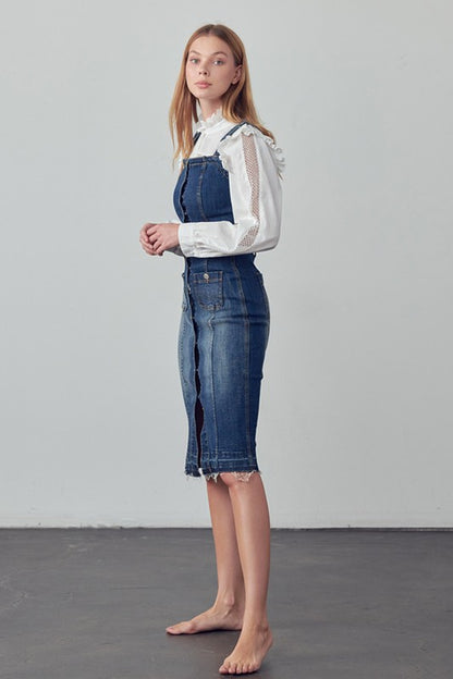 Denim Suspender Midi Dress