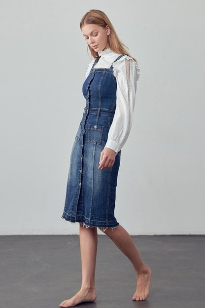 Denim Suspender Midi Dress