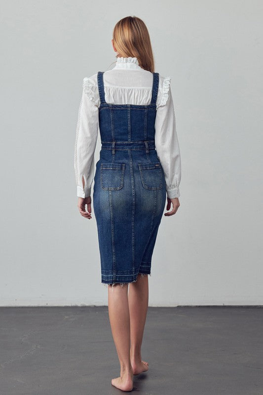 Denim Suspender Midi Dress