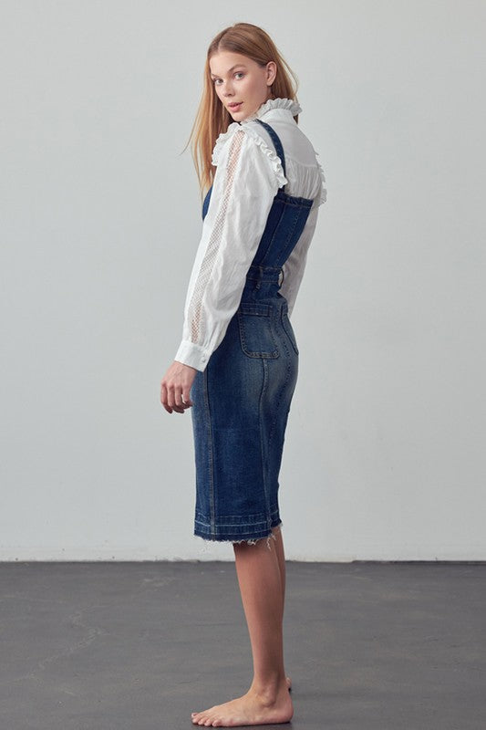 Denim Suspender Midi Dress