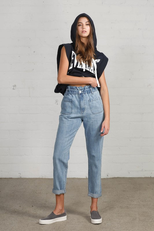 Elastic Banded Slouch Jeans