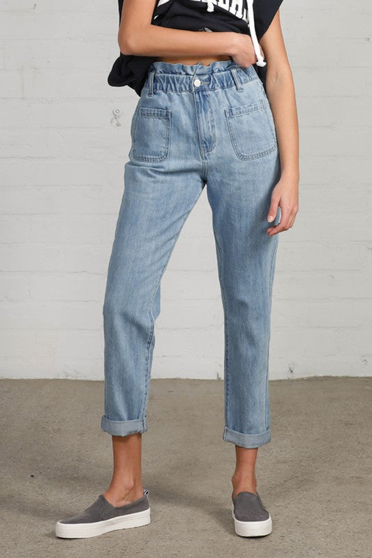 Elastic Banded Slouch Jeans