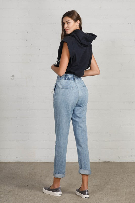 Elastic Banded Slouch Jeans