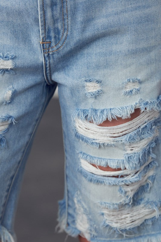 Ripped Bermuda Denim Shorts