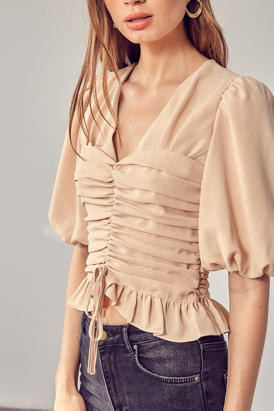 Do + Be Collection Puff Sleeve Cinched Top