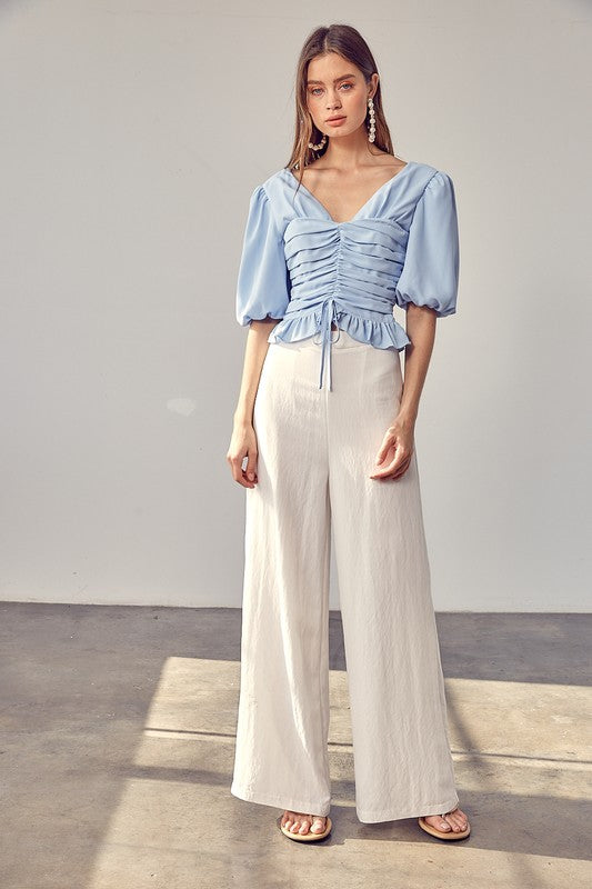 Do + Be Collection Puff Sleeve Cinched Top