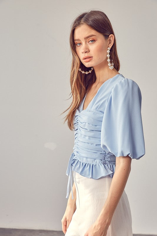 Do + Be Collection Puff Sleeve Cinched Top