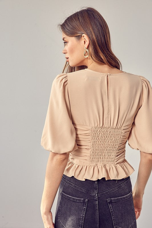 Do + Be Collection Puff Sleeve Cinched Top