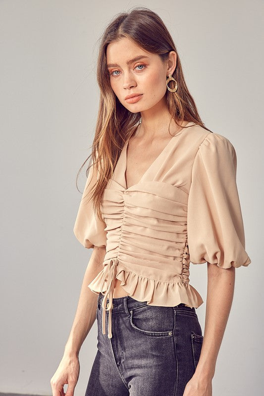 Do + Be Collection Puff Sleeve Cinched Top