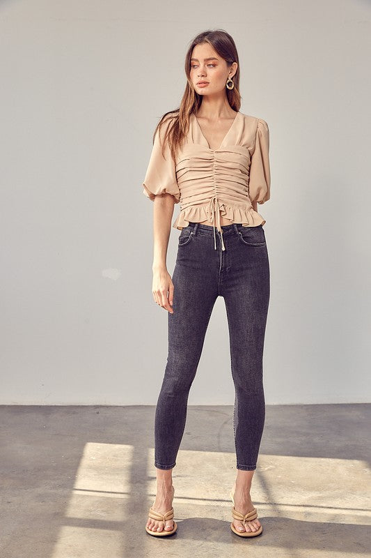 Do + Be Collection Puff Sleeve Cinched Top