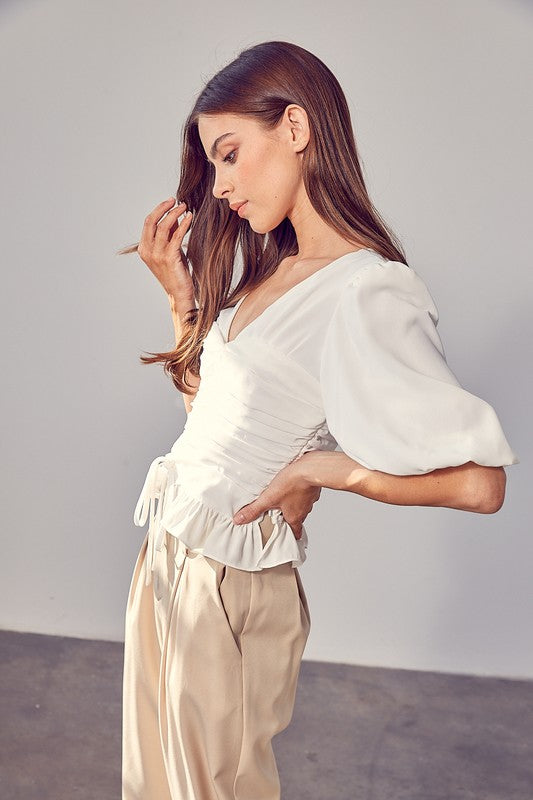 Do + Be Collection Puff Sleeve Cinched Top