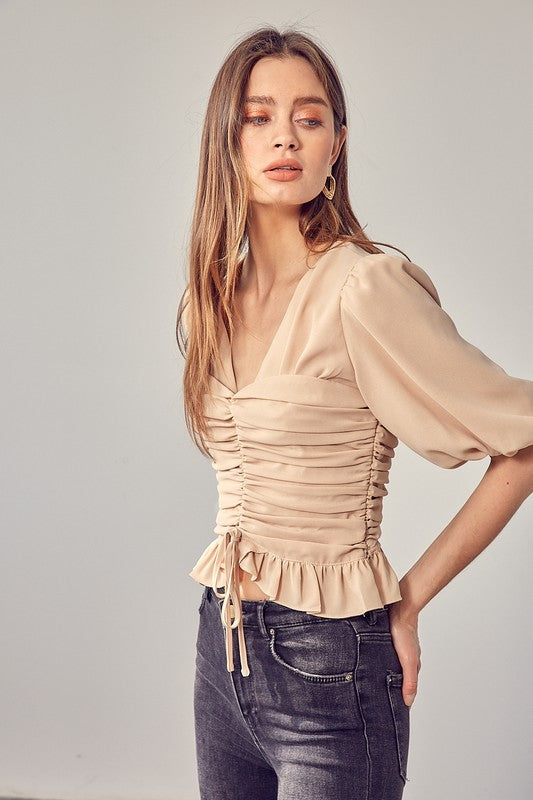 Do + Be Collection Puff Sleeve Cinched Top