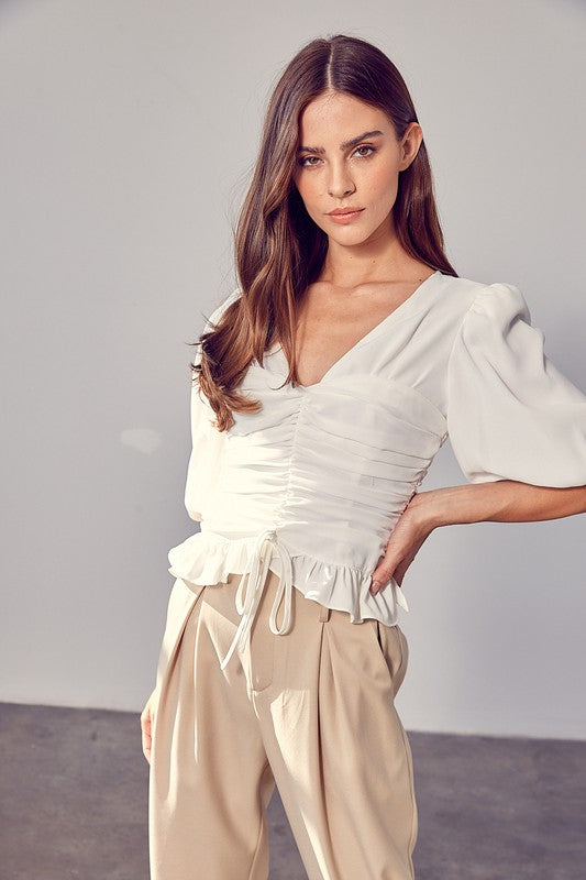 Do + Be Collection Puff Sleeve Cinched Top