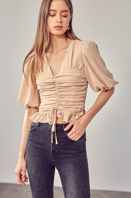 Do + Be Collection Puff Sleeve Cinched Top