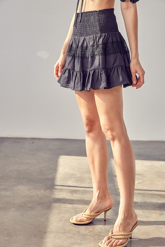 Do + Be Collection Lace Trim Detail Skirt