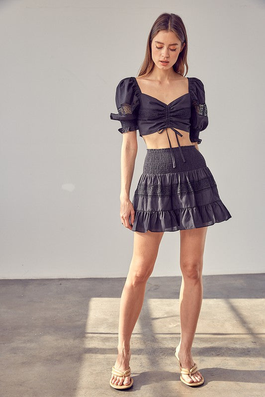 Do + Be Collection Lace Trim Detail Skirt