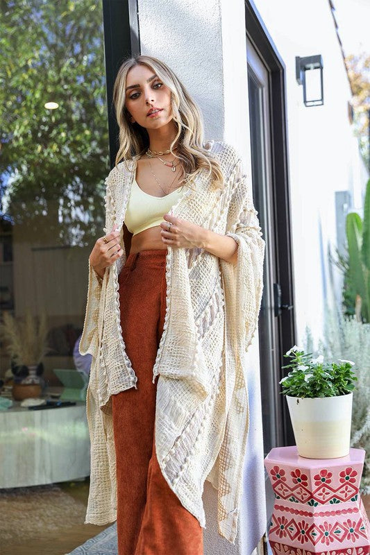 Embroidered Zig Zag Soft Kimono