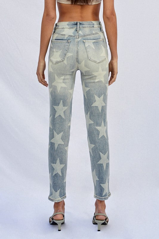 Star Printed Girlfriend Jeans