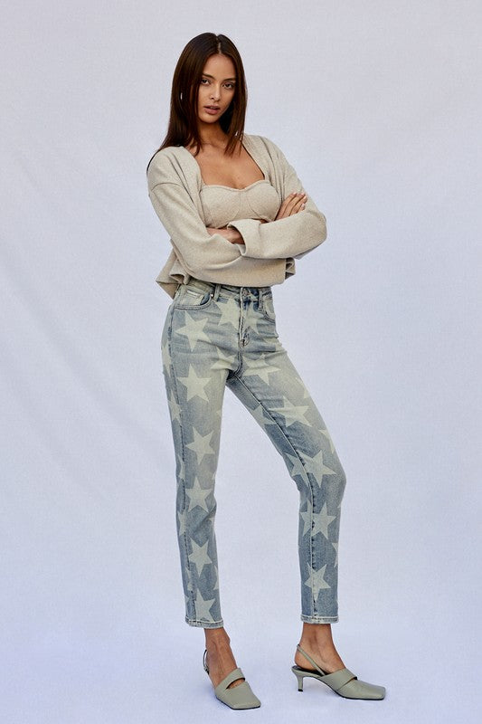 Star Printed Girlfriend Jeans