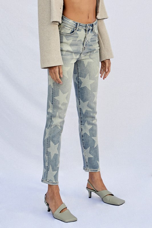 Star Printed Girlfriend Jeans