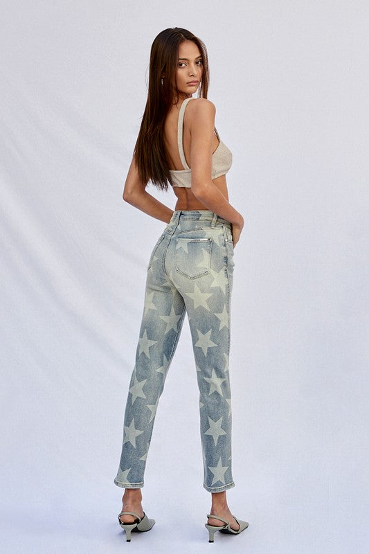 Star Printed Girlfriend Jeans