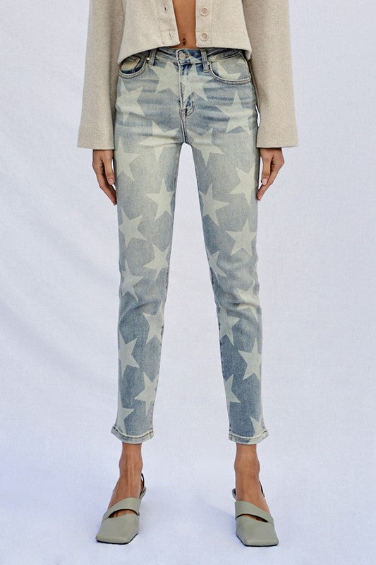 Star Printed Girlfriend Jeans