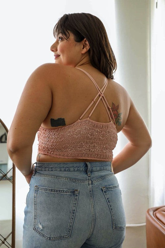 Plus Size - Crochet Daisy Longline Bralette