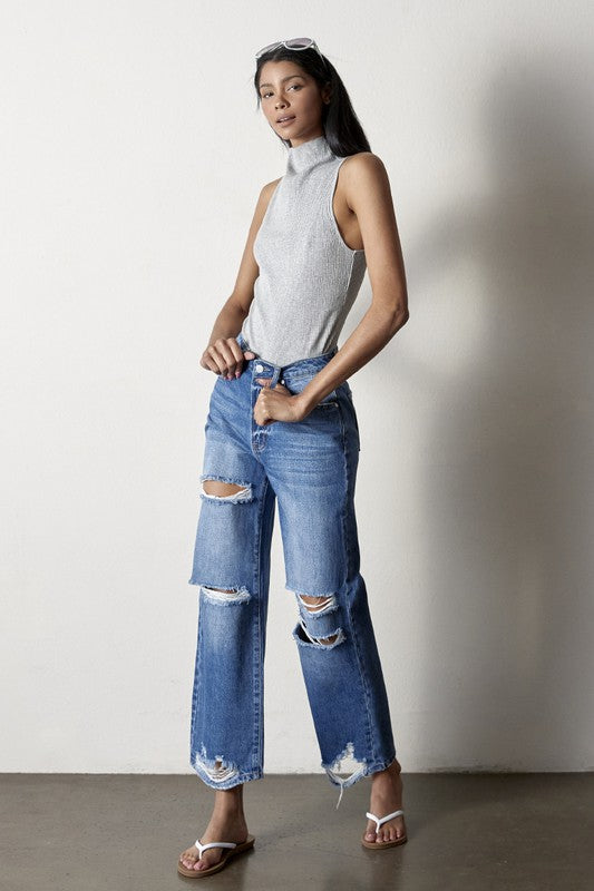 Destructed Straight Jeans