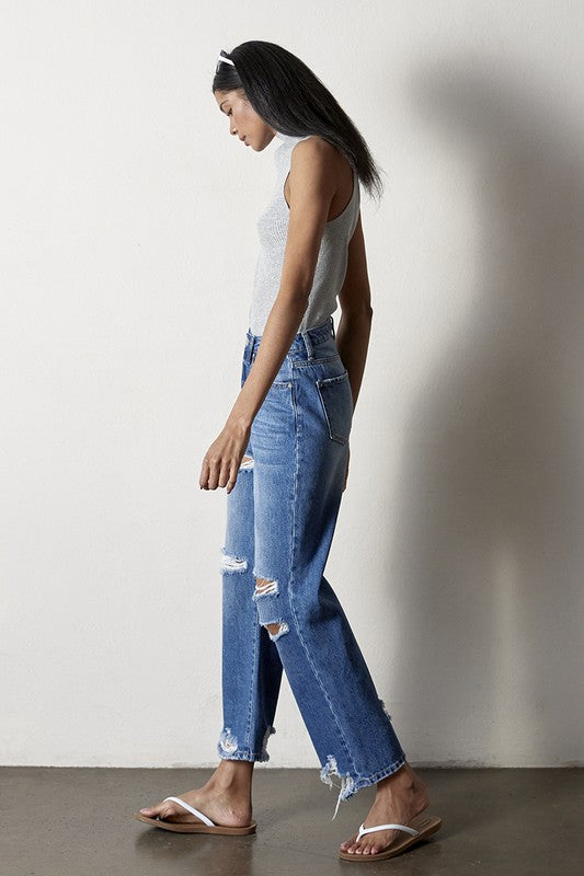 Destructed Straight Jeans