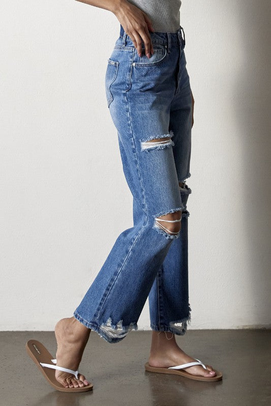 Destructed Straight Jeans