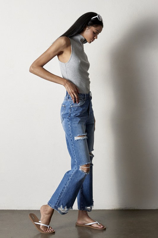 Destructed Straight Jeans