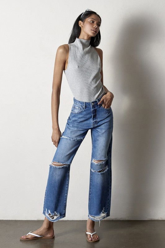 Destructed Straight Jeans