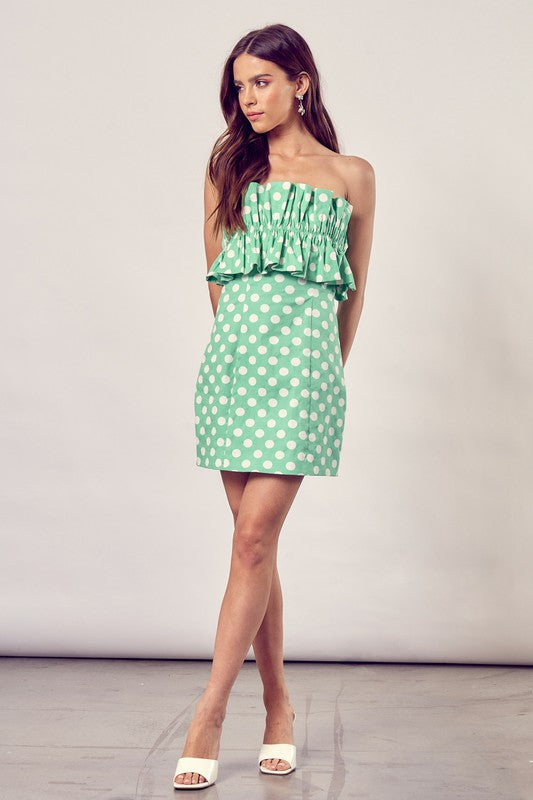 Do + Be Collection Ruffle Detail Polka Dot Dress