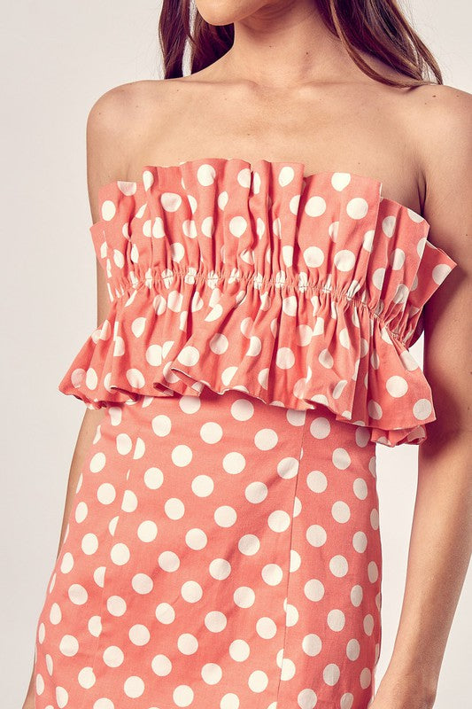 Do + Be Collection Ruffle Detail Polka Dot Dress