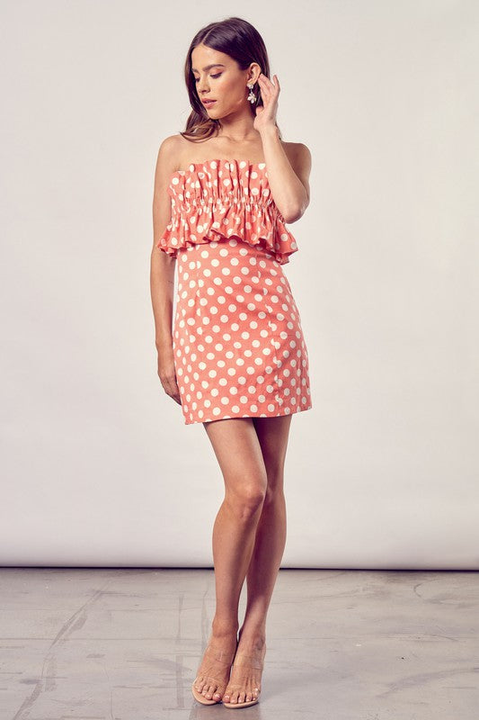 Do + Be Collection Ruffle Detail Polka Dot Dress