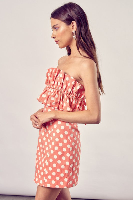 Do + Be Collection Ruffle Detail Polka Dot Dress