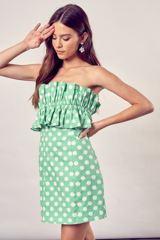 Do + Be Collection Ruffle Detail Polka Dot Dress